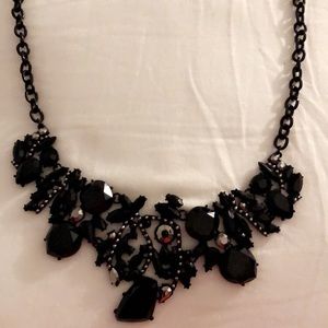 Black statement necklace with rhinestones